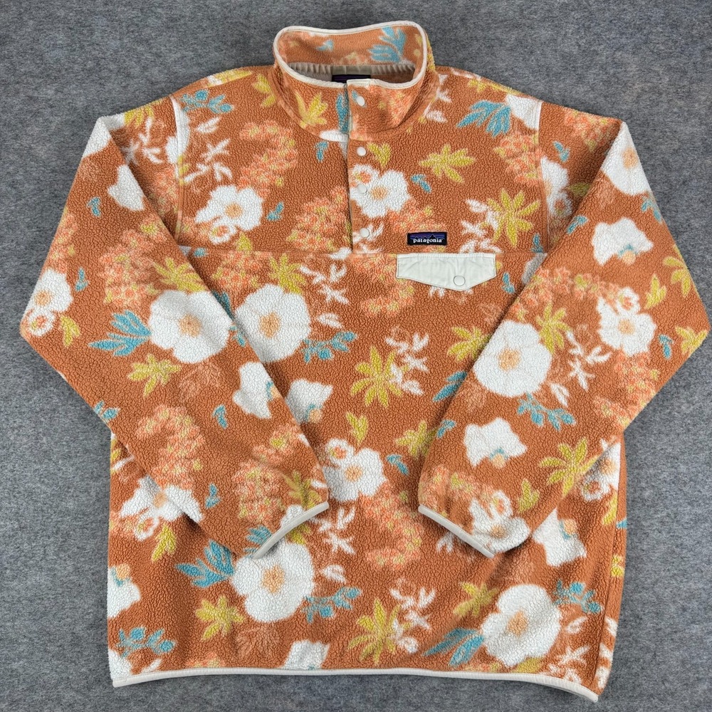 Patagonia Lightweight Synchilla Snap-T Fleece Pullover Flower Power Womens XL